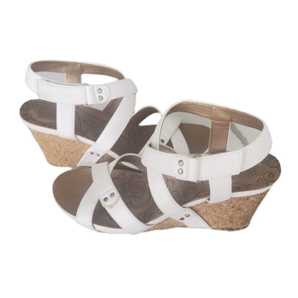 Mootsies Tootsies Tisha White Sandals Women Wedge Heel 3 " Size 7.5M STraps - Picture 7 of 12